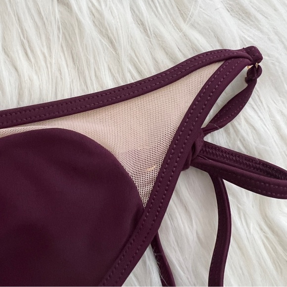 T1-- NWT purple WILDFOX Amora heart mesh strappy bikini top set bottom MEDIUM - Picture 7 of 11